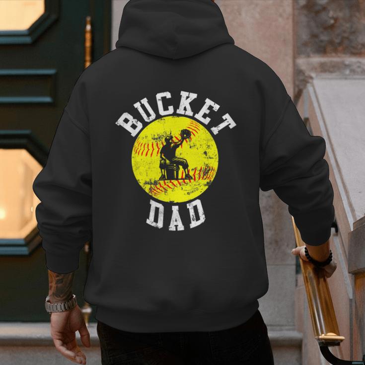 Bucket Dad Softball Dad Baseball Father's Coach Men's Hoodie Back Print