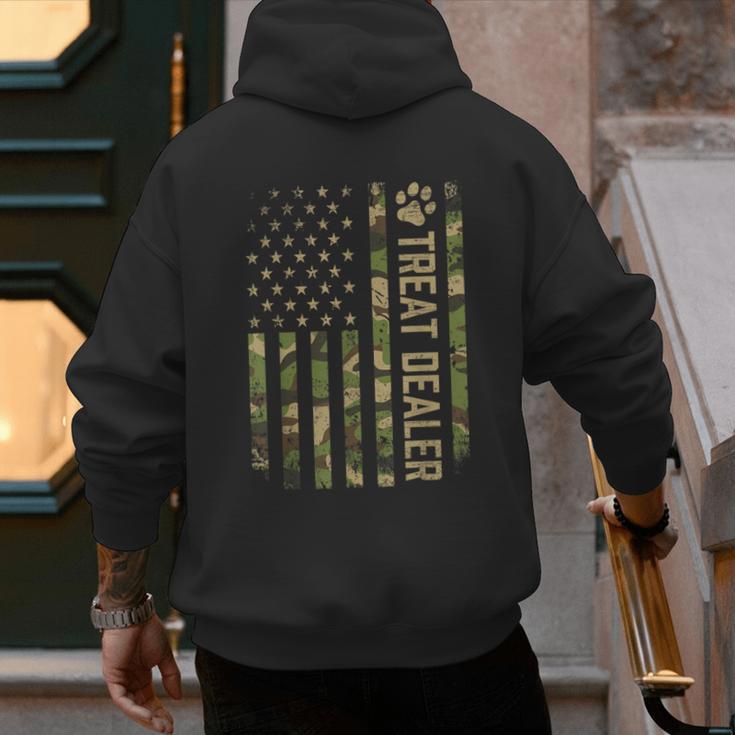 Camo Cat Treat Dealer American Flag US Cat Dad 4th Of July For Men Women Men's Hoodie Back Print