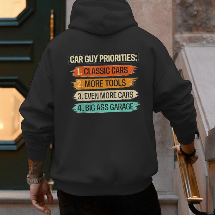 Car Guy Priorities Cars Garage Lover For Men Dad Men's Hoodie Back Print