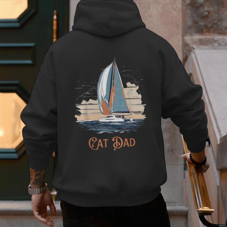 Cat Dad Vintage Catamaran Sailing Men's Hoodie Back Print