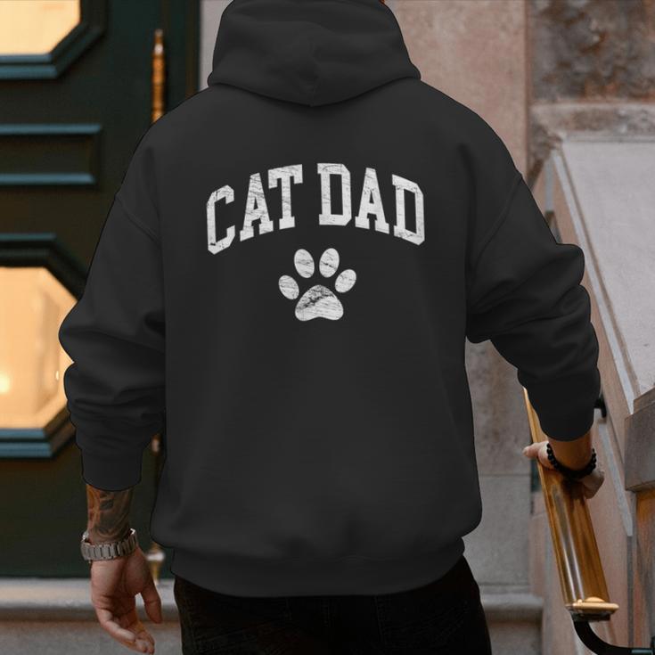 Cat Dad Vintage Distressed Cat Paw Men's Hoodie Back Print