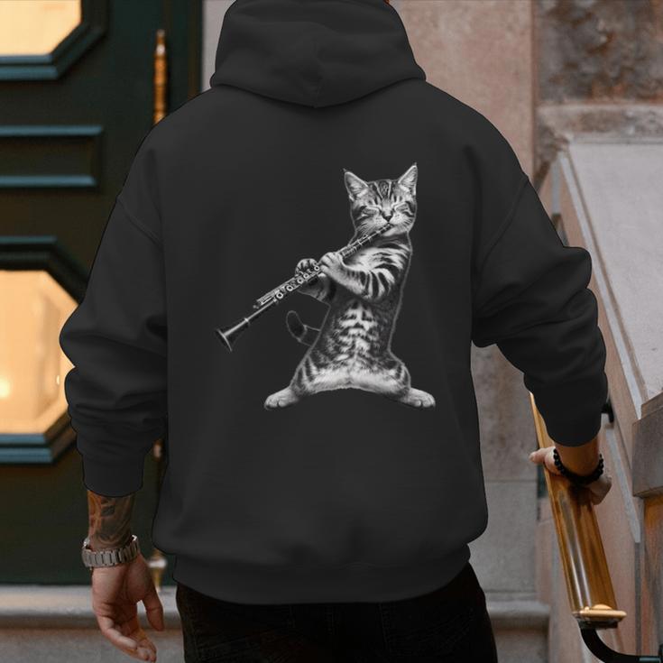 Cat Playing The Clarinet For Cat Lover Cat Mom Cat Dad Men's Hoodie Back Print Cat Playing The Clarinet For Cat Lover Cat Mom Cat Dad Men's Hoodie Back Print