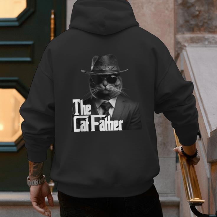 The Catfather Fathersday Best Birthday Cat Dad Men's Hoodie Back Print