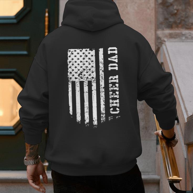 Cheer Dad Cheerleading American Flag Fathers Day Cheerleader Men's Hoodie Back Print