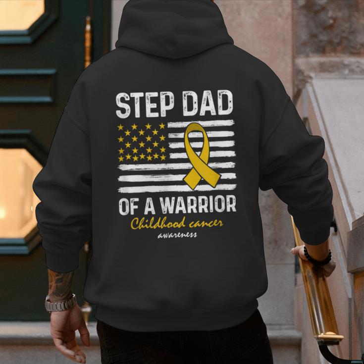Childhood Cancer Survivor Support Step Dad Of A Warrior Men's Hoodie Back Print