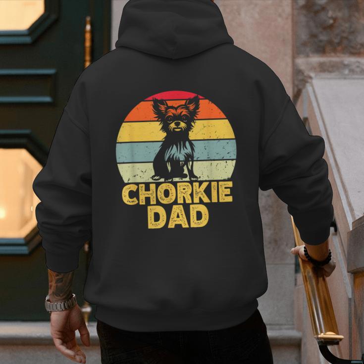 Chorkie Dad Retro Sunset Chihuahua Yorkie Mix Lover Men's Hoodie Back Print