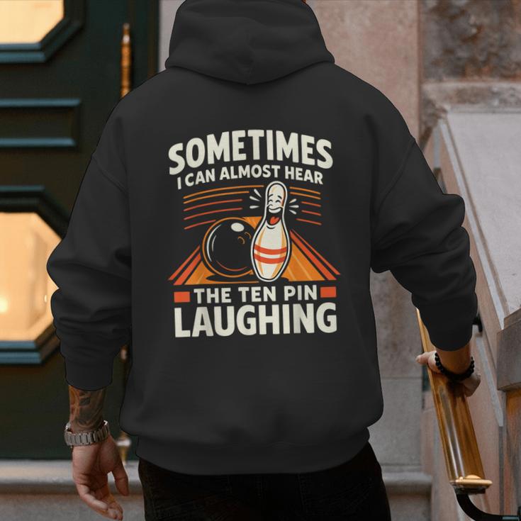 Cool Bowling Men Dad Bowler Fun Crazy Best Bowling Men's Hoodie Back Print