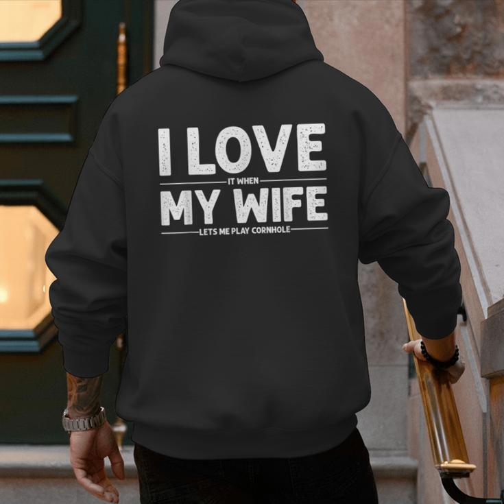 Cool Cornhole Art For Men Dad Love My Wife Husband Corn Hole Small Men's Hoodie Back Print Cool Cornhole Art For Men Dad Love My Wife Husband Corn Hole Small Men's Hoodie Back Print