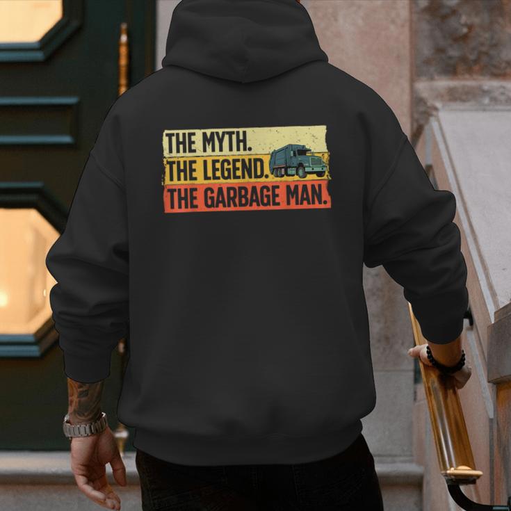 Cool Garbage Man Art For Men Dad Father Garbage Dump Truck Men's Hoodie Back Print