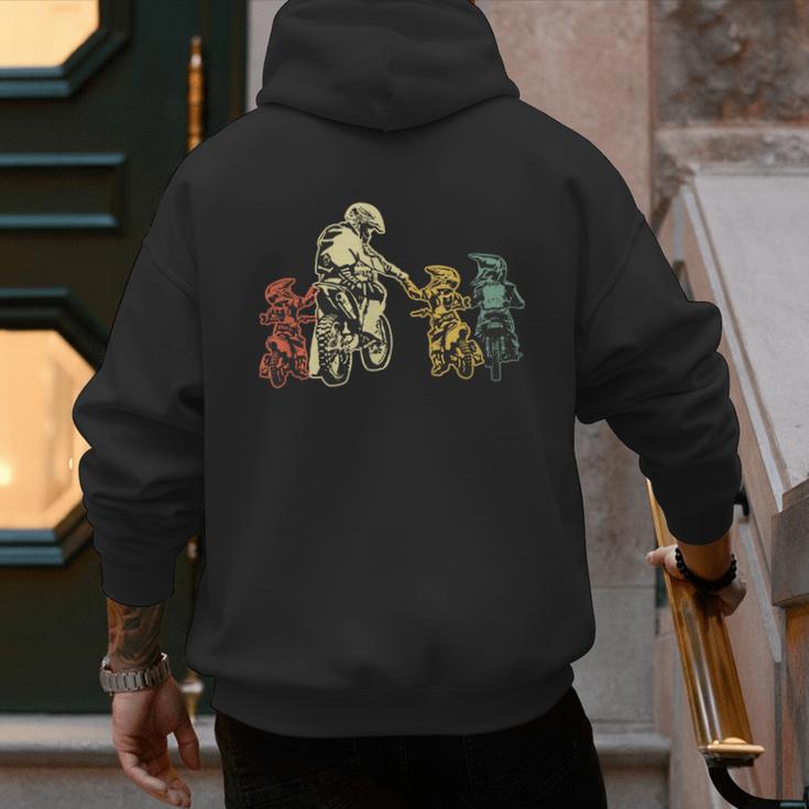 Cool Motocross Dirt Bike Biker Dad & Sons Father's Day Men's Hoodie Back Print