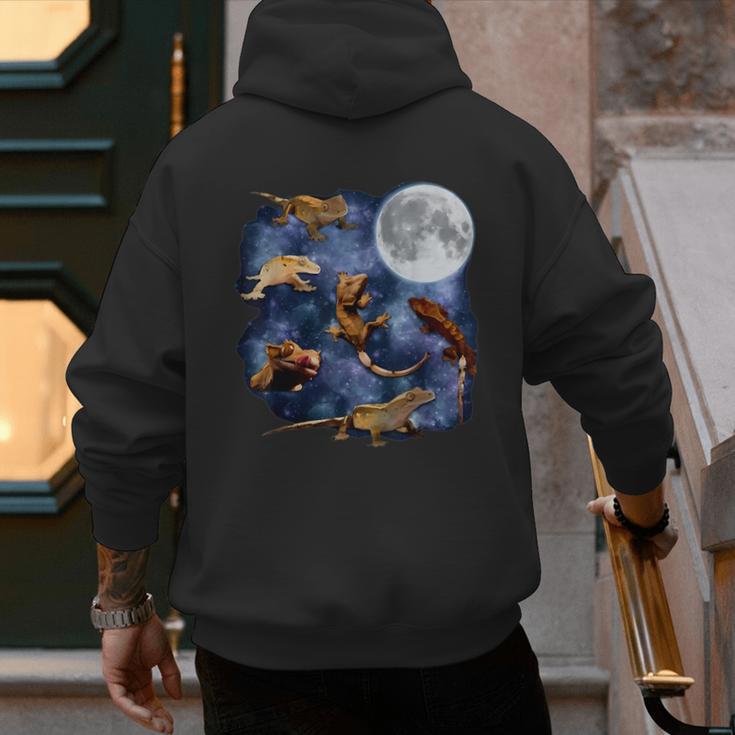 Crested Gecko Moon Retro Reptile Mom Dad Breeder Lover Men's Hoodie Back Print