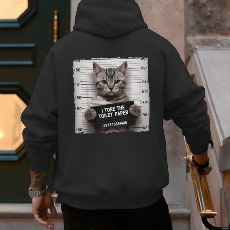 Cute Cat Mugshot Humorous Cat For Cats Lover Cat Mom Cat Dad Men's Hoodie Back Print