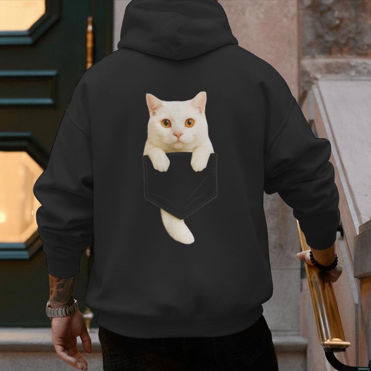 Cute Cat Pocket Cat Mom Cat Dad Cat Lover Men's Hoodie Back Print