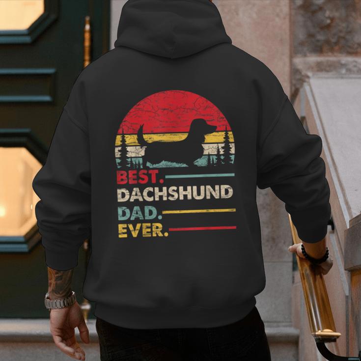 Dachshund Long Haired Best Dad Ever Dog Vintage Retro Men's Hoodie Back Print Dachshund Long Haired Best Dad Ever Dog Vintage Retro Men's Hoodie Back Print