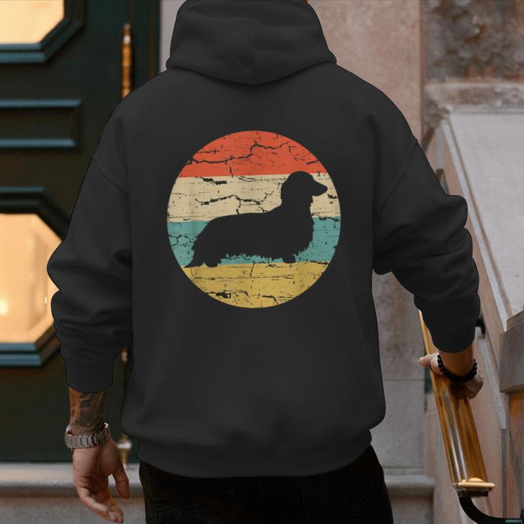 Dachshund Long Haired Dog Vintage Mom Dad Retro Men's Hoodie Back Print