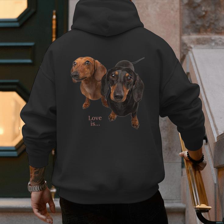 Dachshund Shirt Doxie Mom Dad Love Wiener Dog Puppy Cute Tee Men's Hoodie Back Print