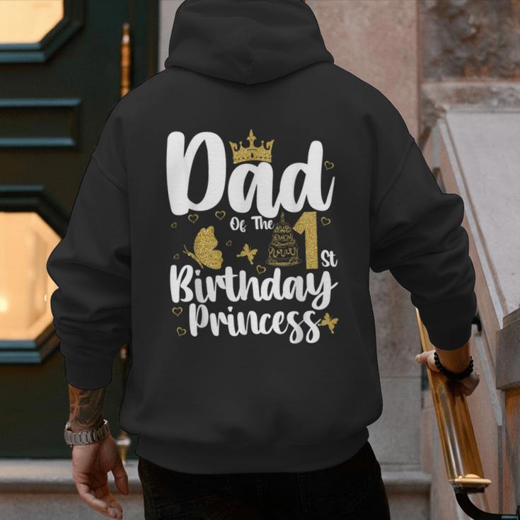 Dad Of The 1st Birthday Princess Girl 1 Years Old B-Day Men's Hoodie Back Print