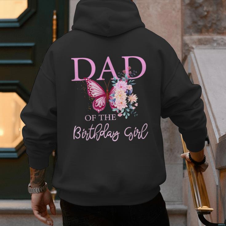 Dad 1st First Birthday Matching Family Butterfly Floral Men's Hoodie Back Print