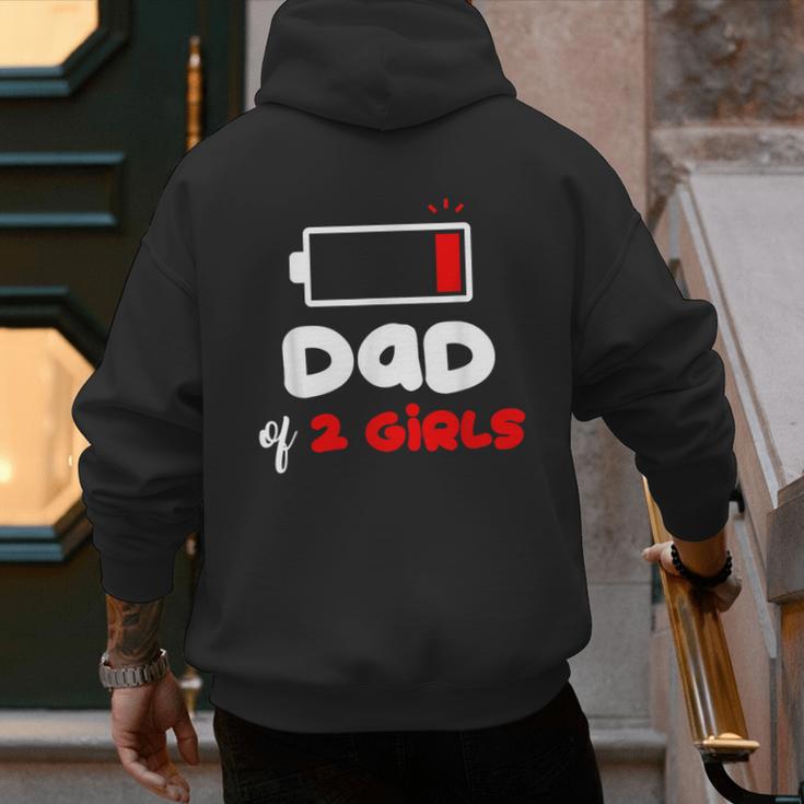 Dad Of 2 Girls Low Battery Daddy Of Two Girls Father Men's Hoodie Back Print Dad Of 2 Girls Low Battery Daddy Of Two Girls Father Men's Hoodie Back Print