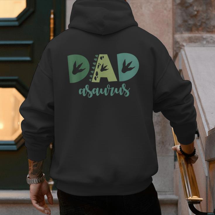 Dad Asaurus Dinosaur Birthday Mom Dad Birthday Boy T-Rex Men's Hoodie Back Print