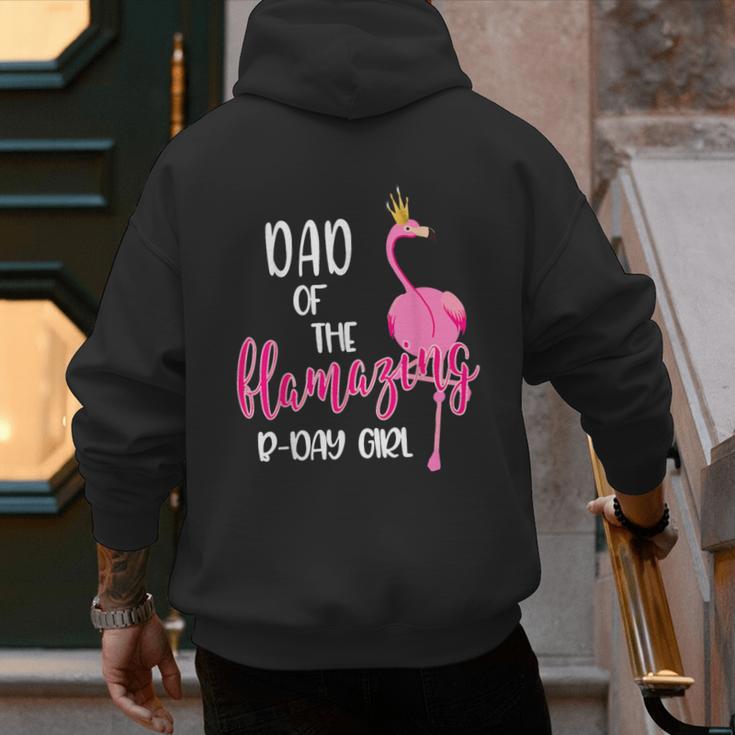Dad Of B-Day Girl Flamazing Pink Flamingo Birthday Party Men's Hoodie Back Print Dad Of B-Day Girl Flamazing Pink Flamingo Birthday Party Men's Hoodie Back Print