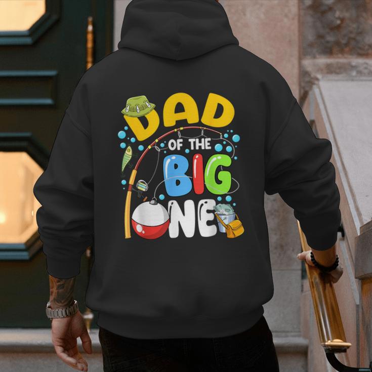 Dad Of The Big One Fishing Birthday Boy Family Party Men's Hoodie Back Print