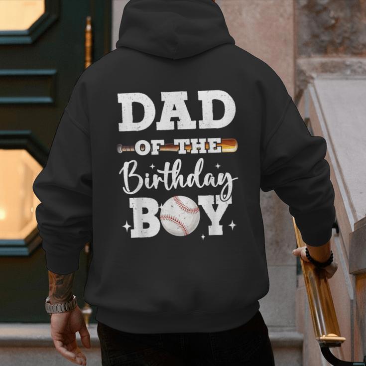 Dad Of The Birthday Boy Baseball Bday Family Men's Hoodie Back Print