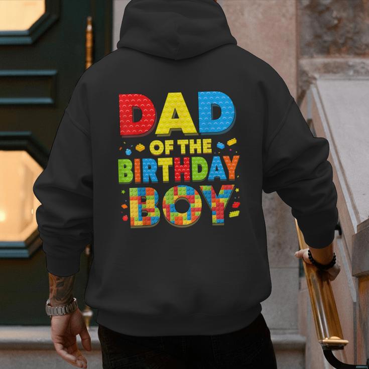 Dad Of The Birthday Boy Building Block Birthday Men's Hoodie Back Print