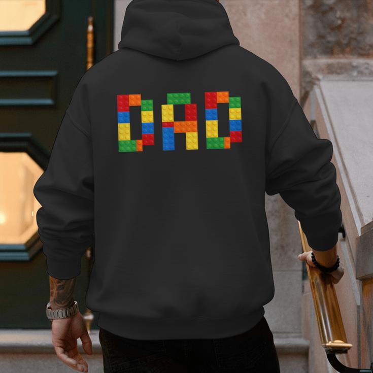 Dad Of The Birthday Boy Building Blocks Bricks Builder Men's Hoodie Back Print