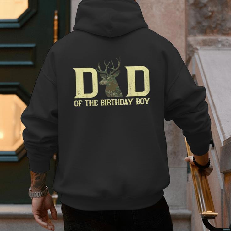 Dad Of The Birthday Boy Deer Hunter Camouflage Flag Men's Hoodie Back Print