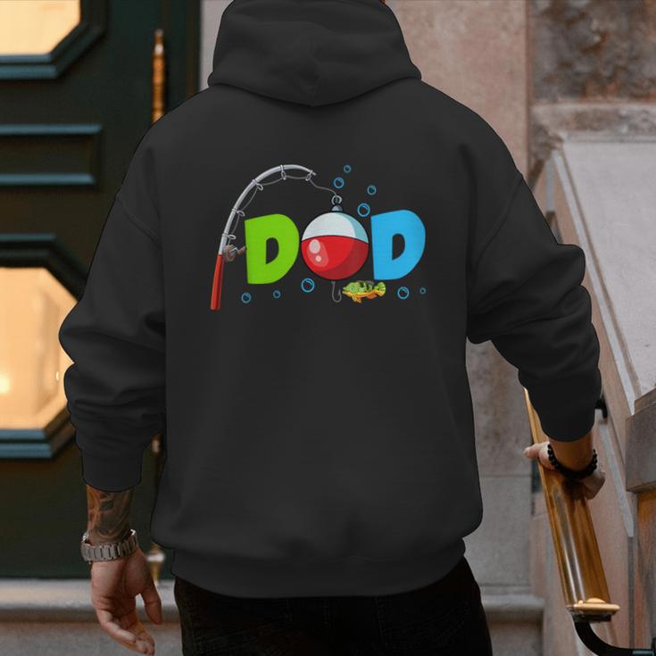 Dad Of The Birthday Boy Birthday Fishing Family Men's Hoodie Back Print