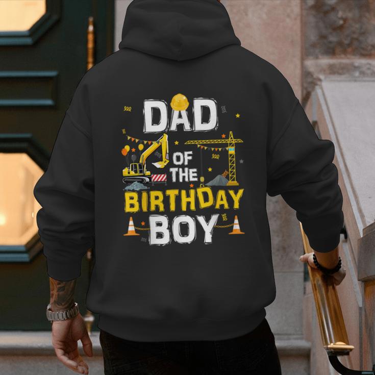 Dad Of The Birthday Boy Matching Construction Crew B-Day Men's Hoodie Back Print