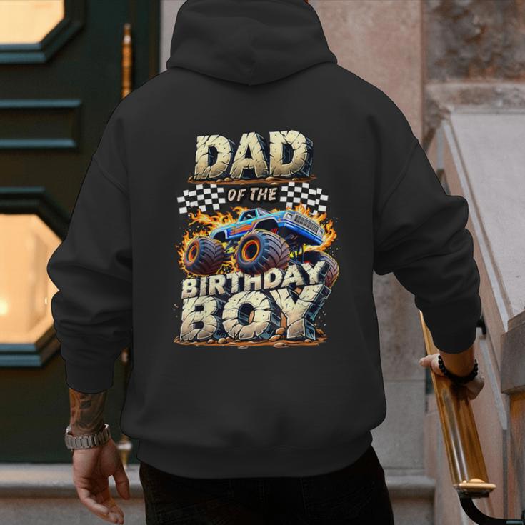 Dad Of The Birthday Boy Monster Truck Family Matching Party Men's Hoodie Back Print