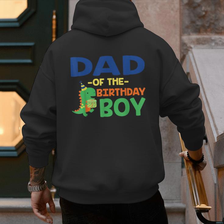 Dad Of The Birthday For Boy Saurus Rex Dinosaur Party Men's Hoodie Back Print