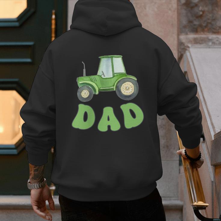 Dad Of The Birthday Boy Tractor Farm Trucks Family Party Men's Hoodie Back Print
