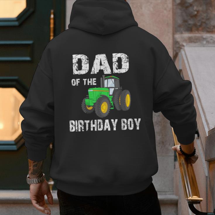 Dad Of The Birthday Boy Vintage Farm Tractor Party Family Men's Hoodie Back Print