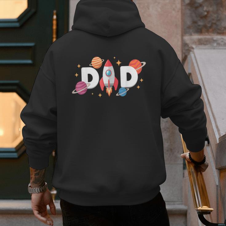 Dad Of The Birthday Boys Space Astronaut 1st Birthday Family Men's Hoodie Back Print