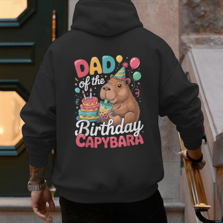 Dad Of The Birthday Capybara Boba Tea Girl Bday Party Family Men's Hoodie Back Print
