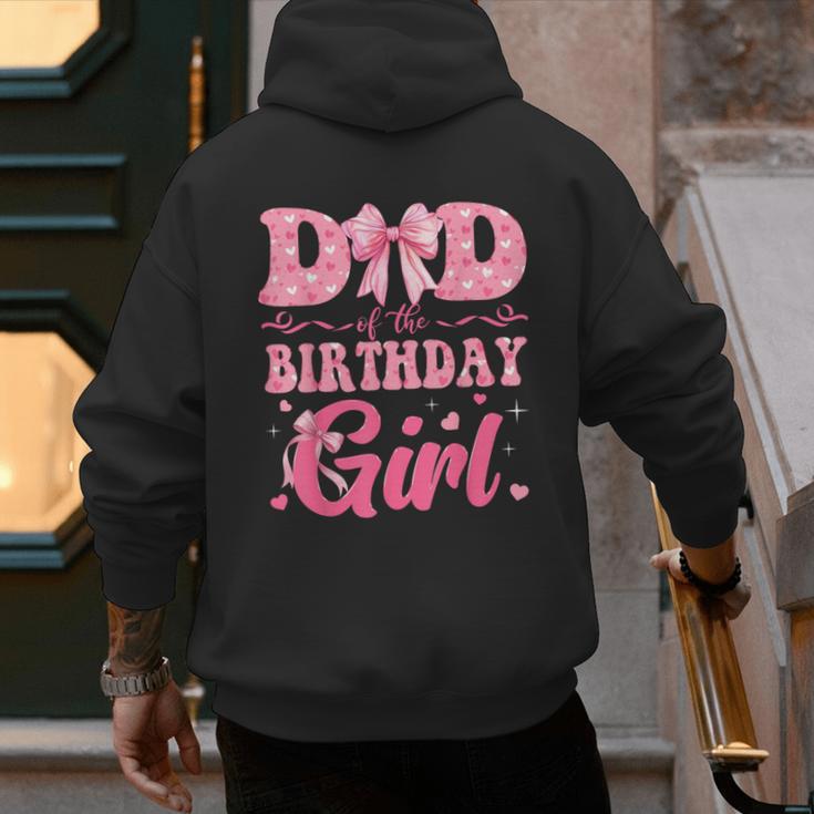 Dad Of The Birthday Girl Family Pink Coquette Bow Men's Hoodie Back Print