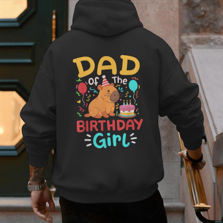 Dad Of The Birthday Girl Kids Cute Capybara Bday Family Men's Hoodie Back Print