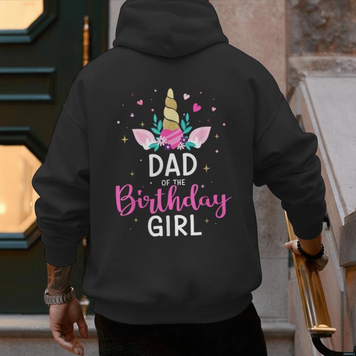 Dad Of The Birthday Girl Matching Family Unicorn Party Men's Hoodie Back Print