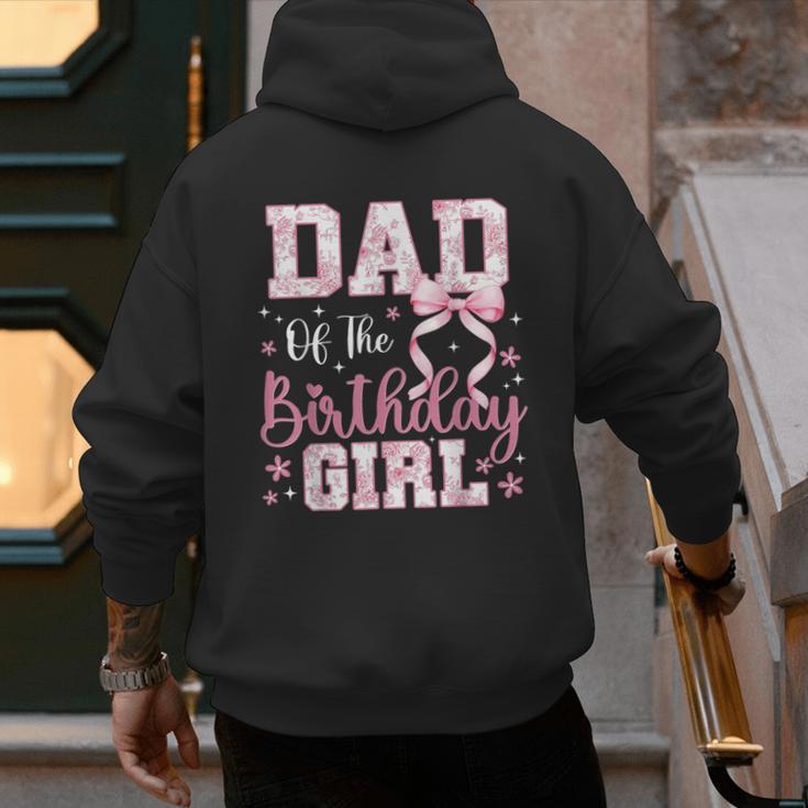 Dad Of The Birthday Girl Pink Bow Flower Birthday Girl Men's Hoodie Back Print