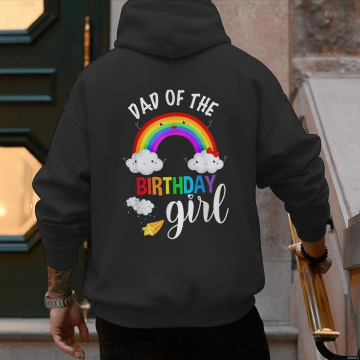 Dad Of The Birthday Girl Rainbow B-Day Matching Family Men's Hoodie Back Print