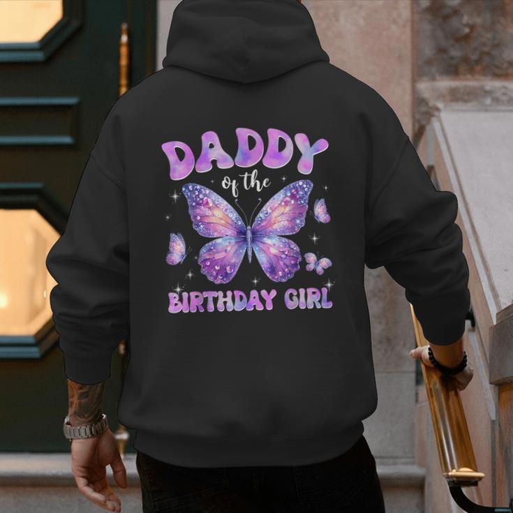 Dad Of The Birthday Girl Tie Dye Butterfly Birthday Family Men's Hoodie Back Print