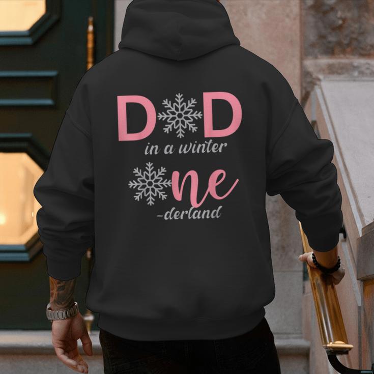 Dad Of The Birthday For Girl Winter Onederland 1st Birthday Men's Hoodie Back Print