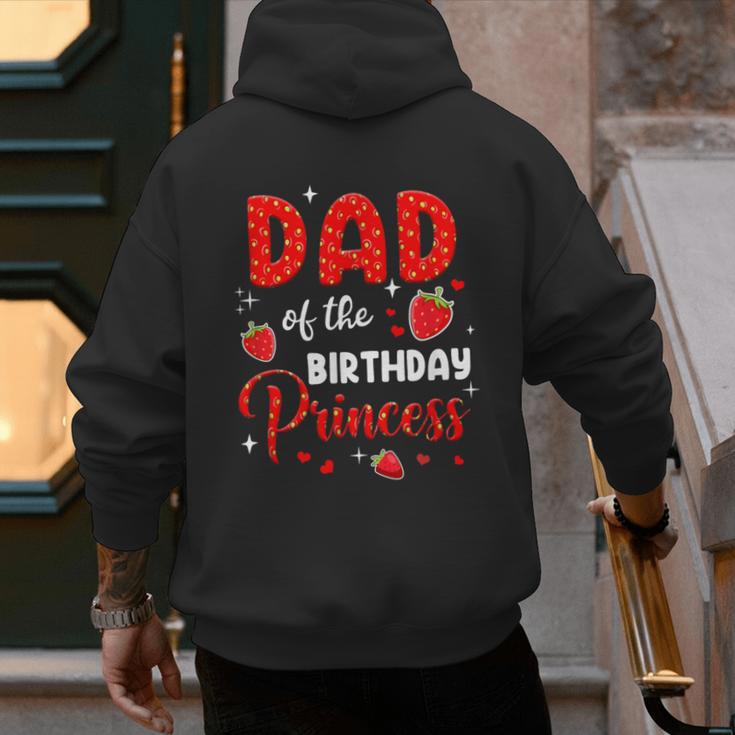 Dad Of The Birthday Princess Strawberry Theme Bday Party Men's Hoodie Back Print