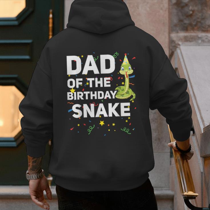 Dad Of The Birthday Snake Themed Birthday Party Men's Hoodie Back Print