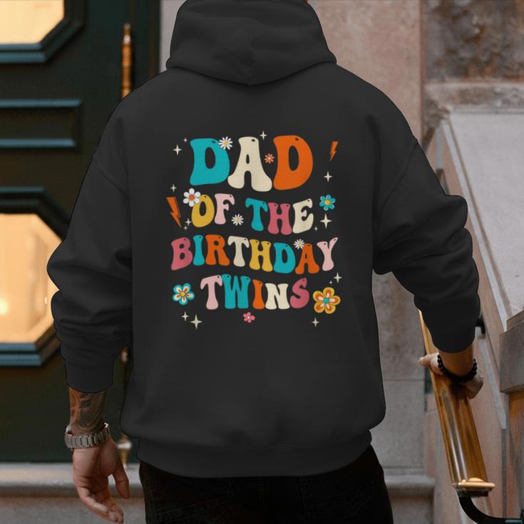 Dad Of The Birthday Twins Boys Girls Party Retro Bday Men's Hoodie Back Print