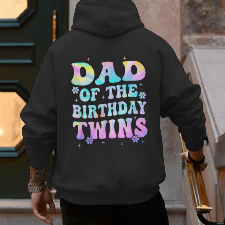 Dad Of The Birthday Twins Girls Kids Party Retro Bday Men's Hoodie Back Print