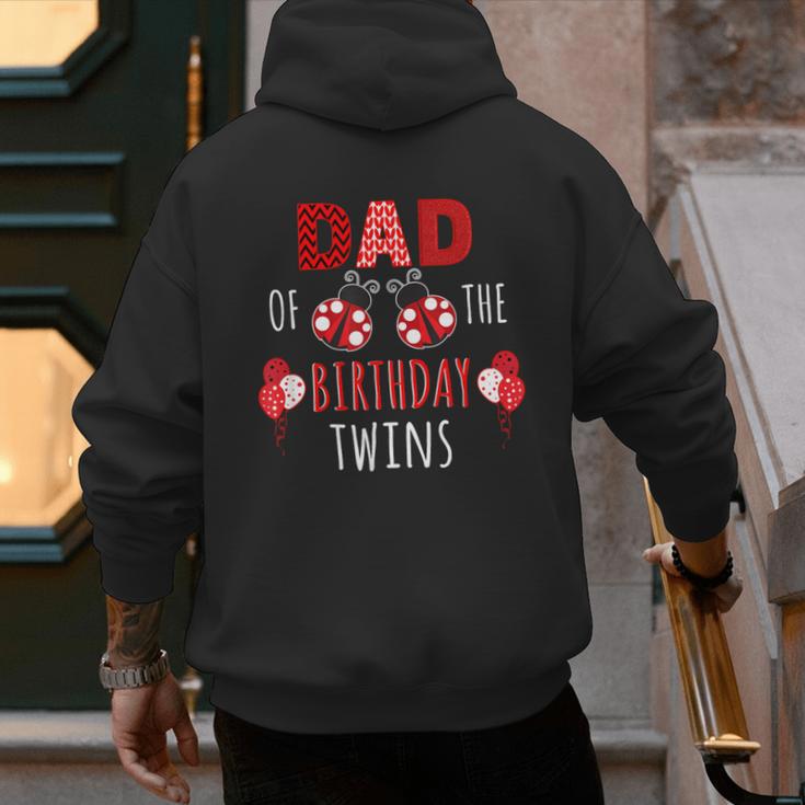 Dad Of The Birthday Twins Ladybug Birthday Family Matching Men's Hoodie Back Print